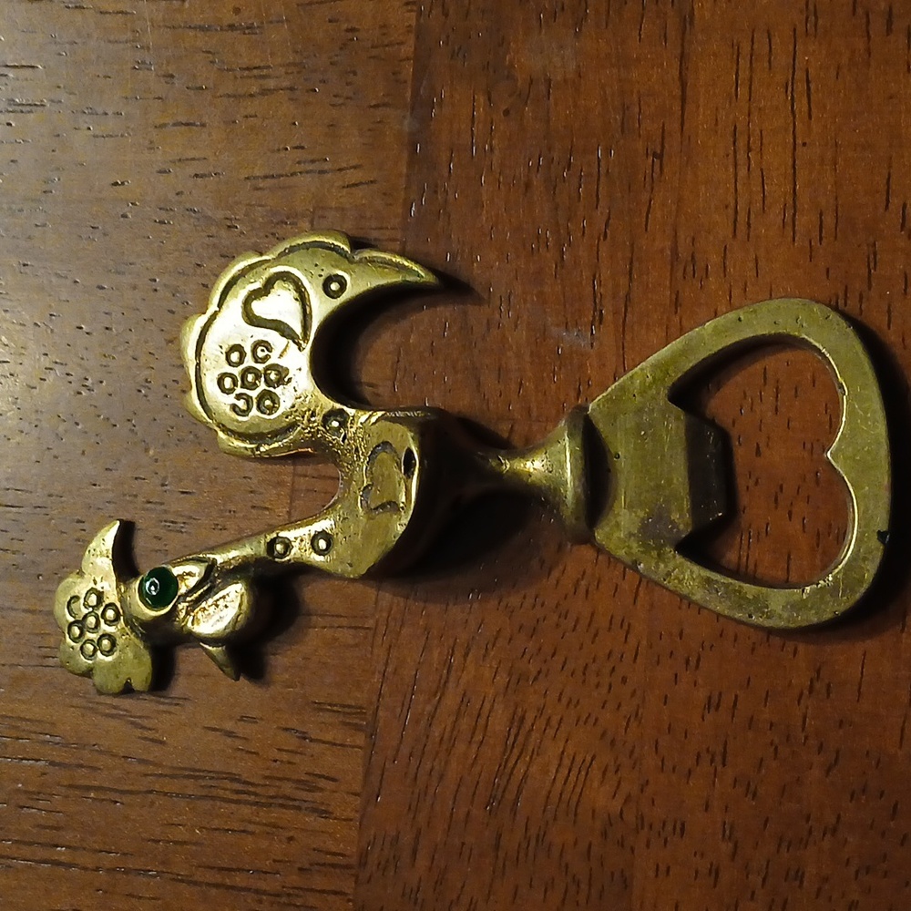 Solid brass bottle opener